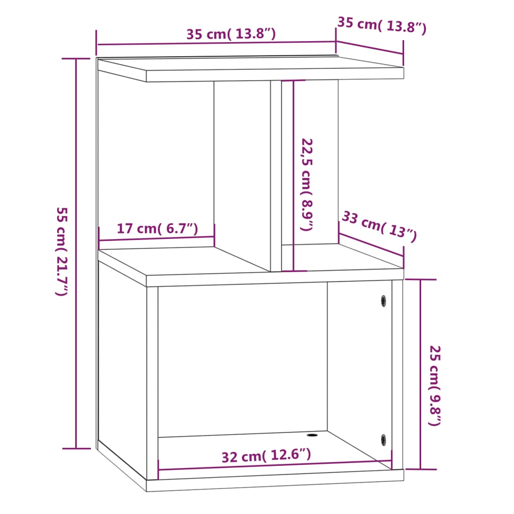 Nachtkastjes 2 st 35x35x55 cm bewerkt hout