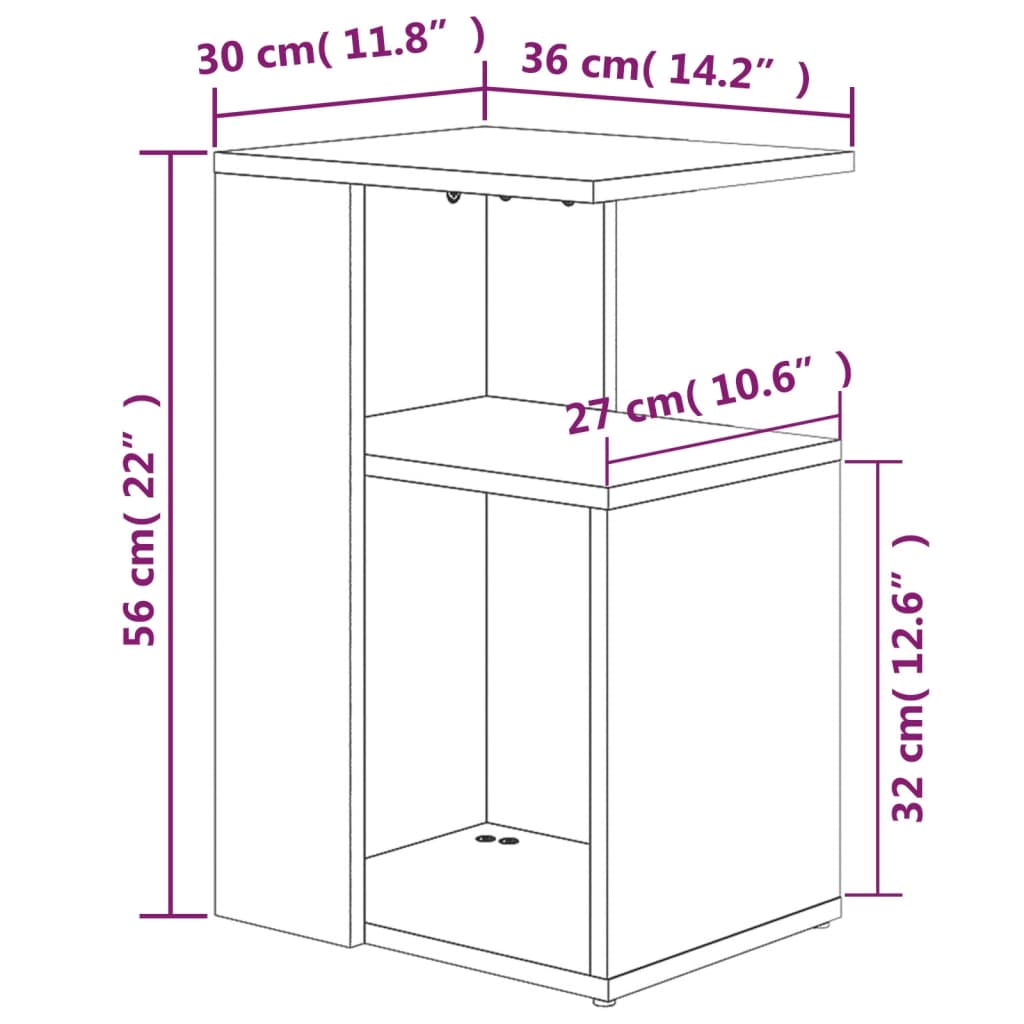 Bijzettafel 36x30x56 cm bewerkt hout