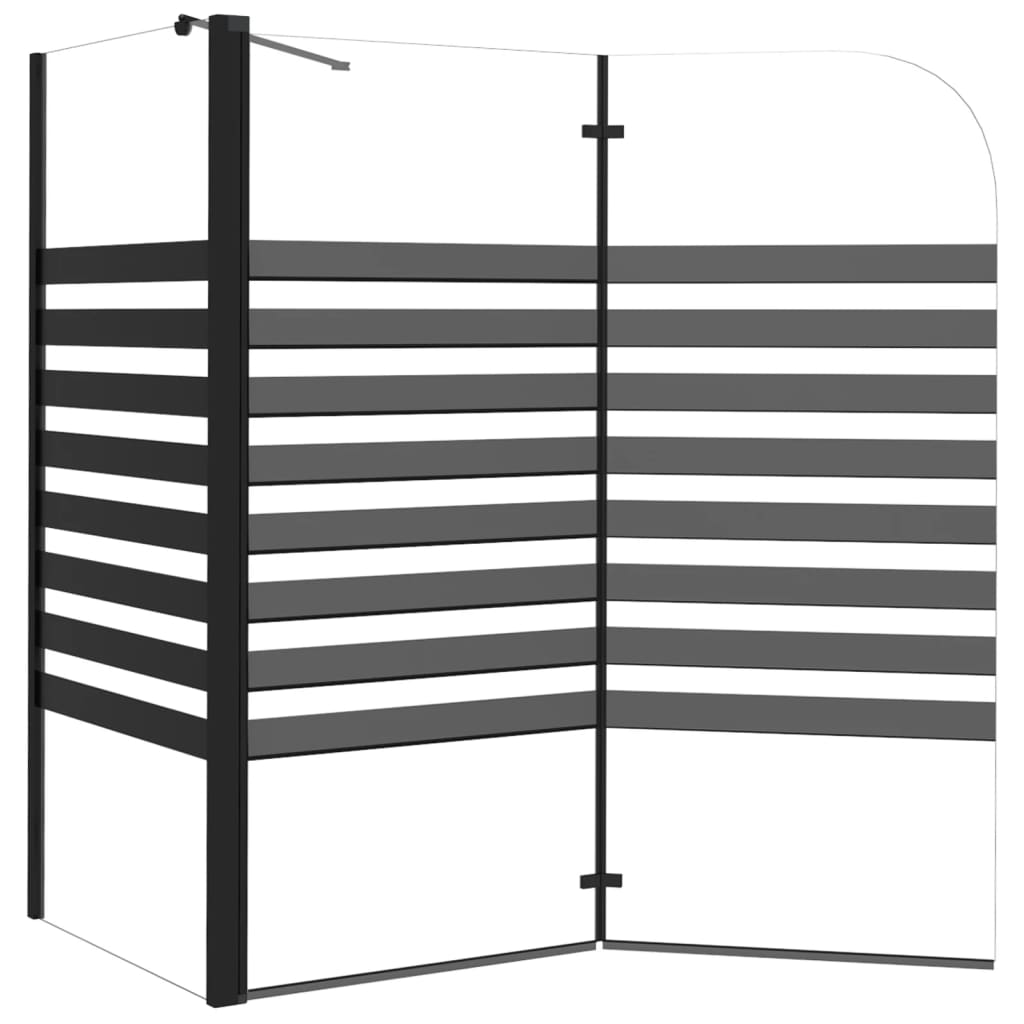 Badwand gestreept 120x68x130 cm gehard glas