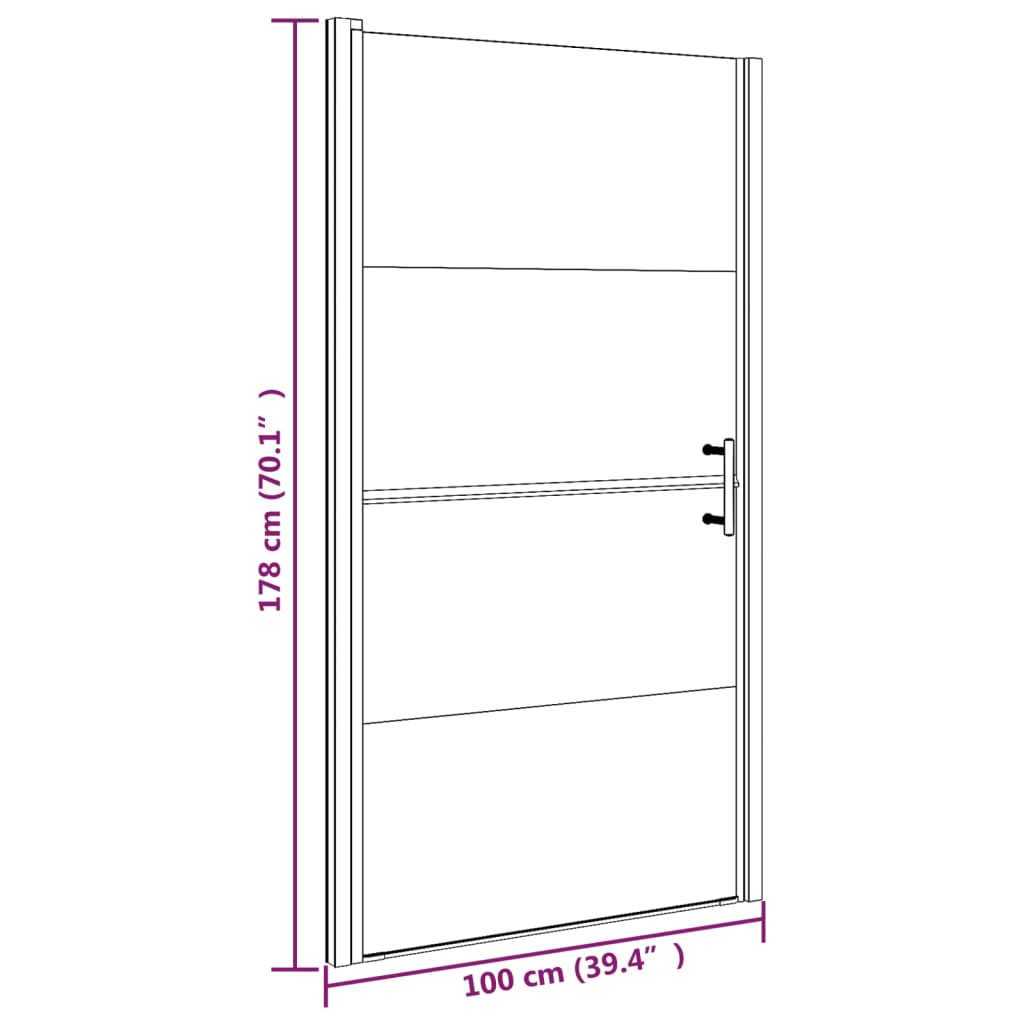 Douchedeur halfmat 91x195 cm gehard glas zwart