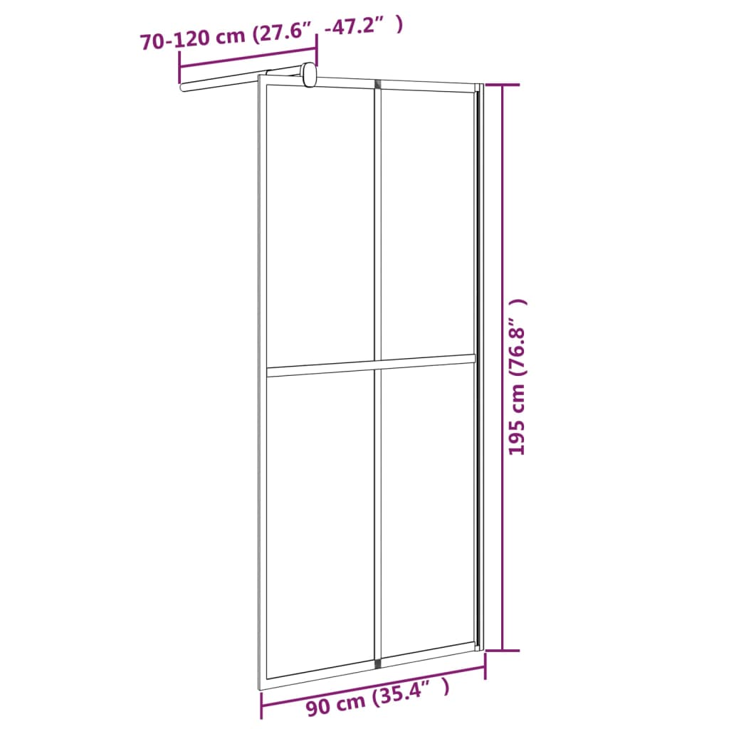 Inloopdouchewand 118x190 cm transparant gehard glas