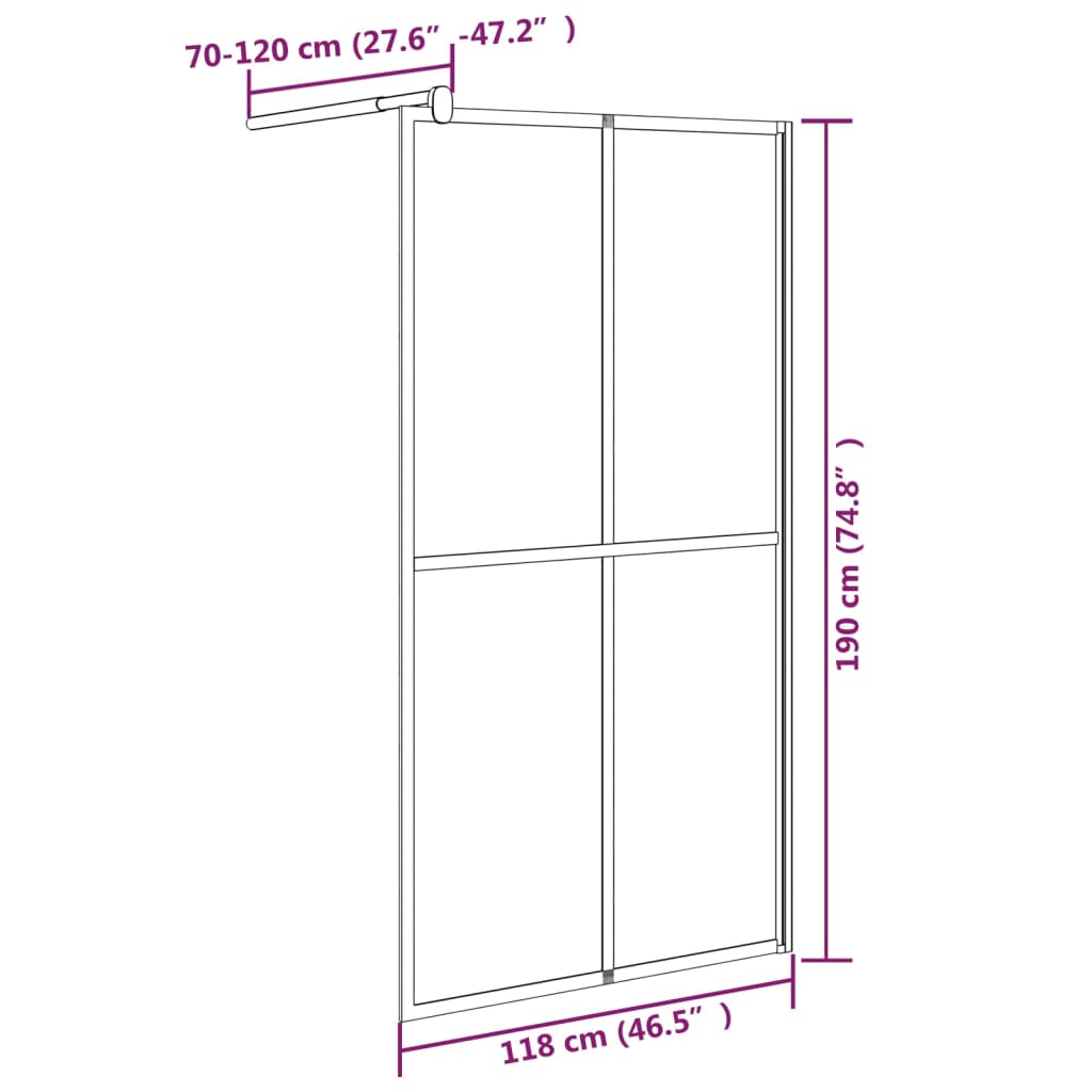 Inloopdouchewand transparant 100x195 cm ESG-glas goudkleurig