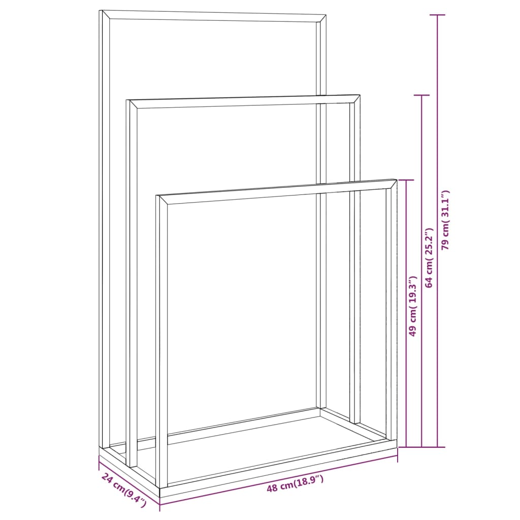 Porte-serviettes sur pied 48x24x79 cm fer doré