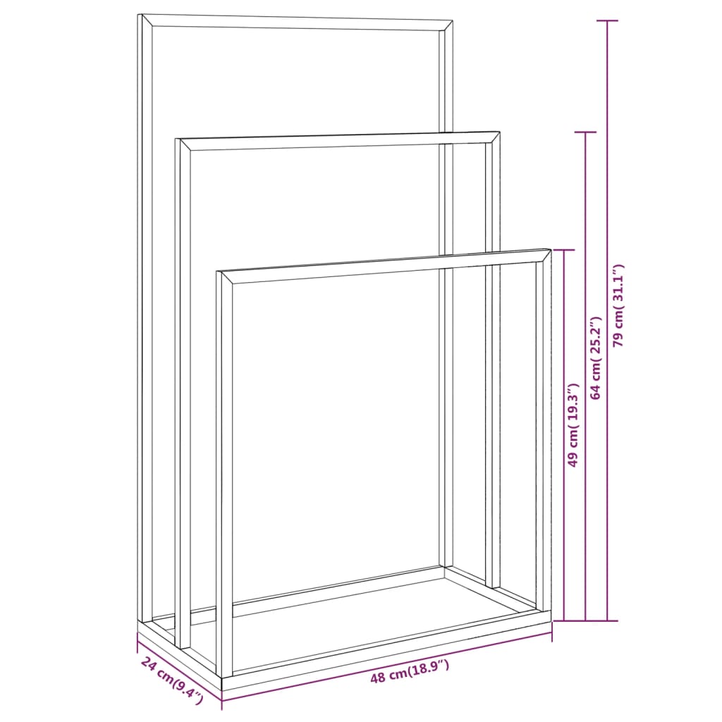 Porte-serviettes sur pied 48x24x79 cm fer doré