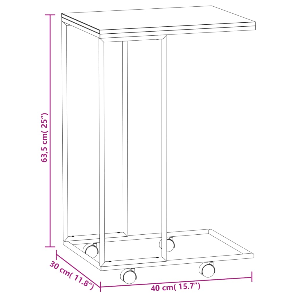 Bijzettafel 40x30x59 cm bewerkt hout