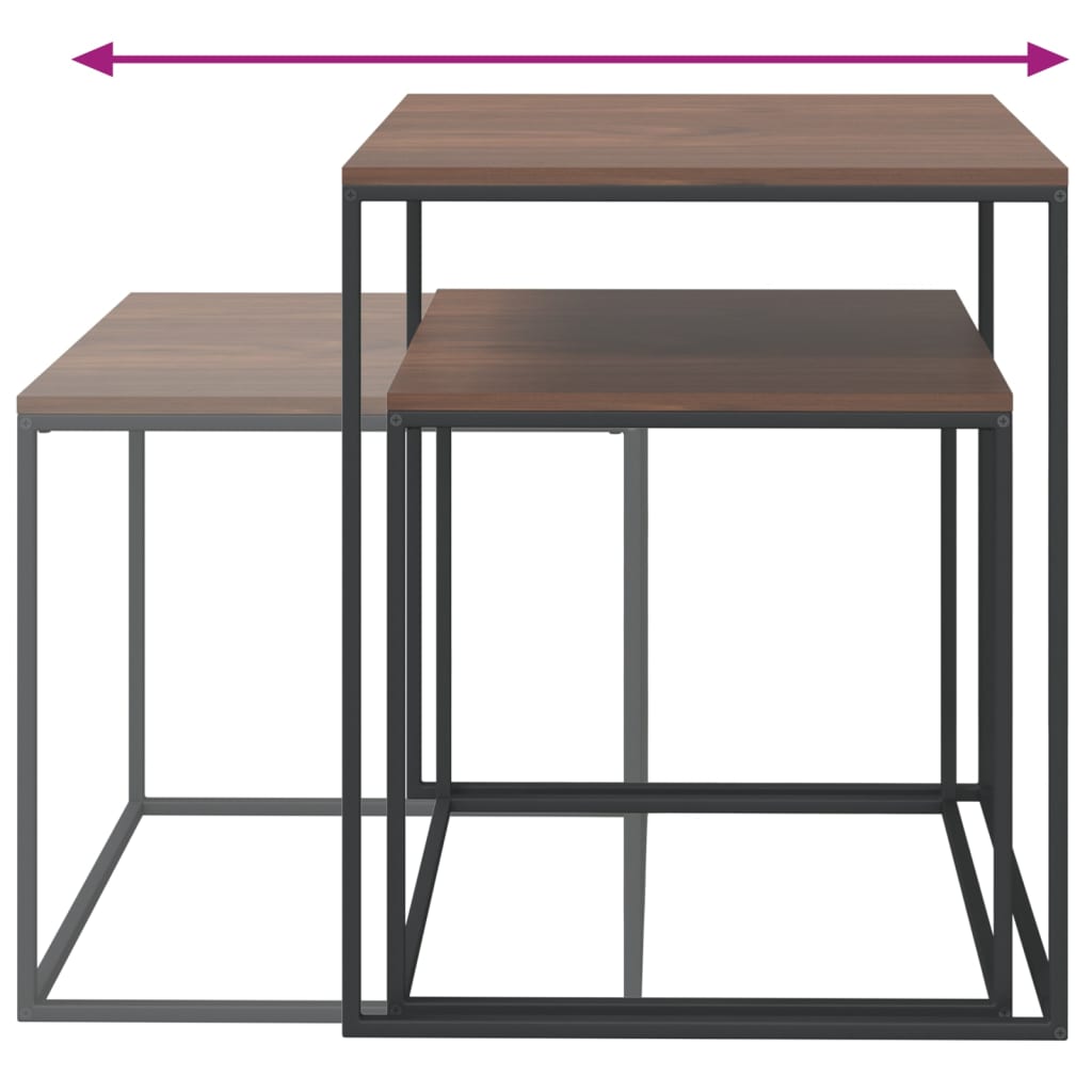 Salontafelset 2 st bewerkt hout metaal