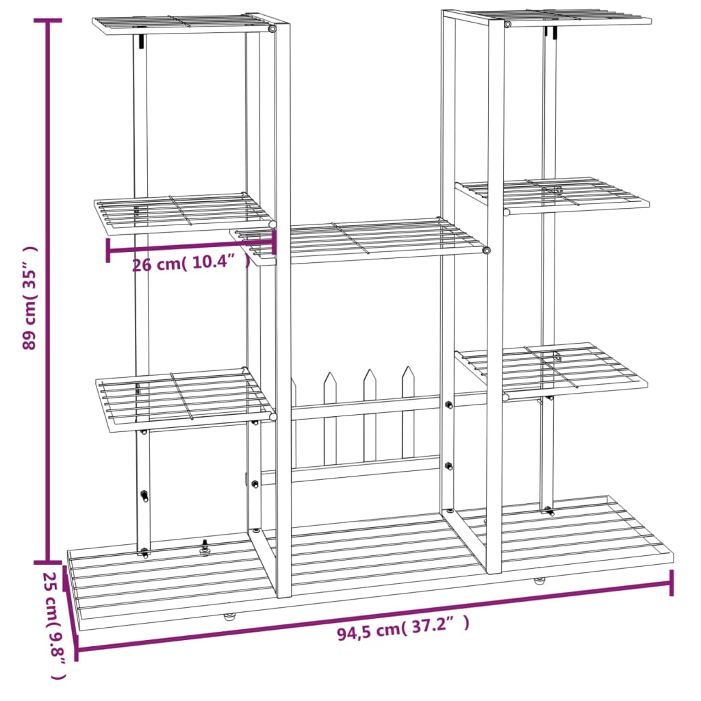 Bloemenstandaard met wielen 94,5x24,5x91,5 cm ijzer wit