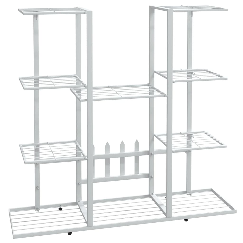 Bloemenstandaard met wielen 94,5x24,5x91,5 cm ijzer wit