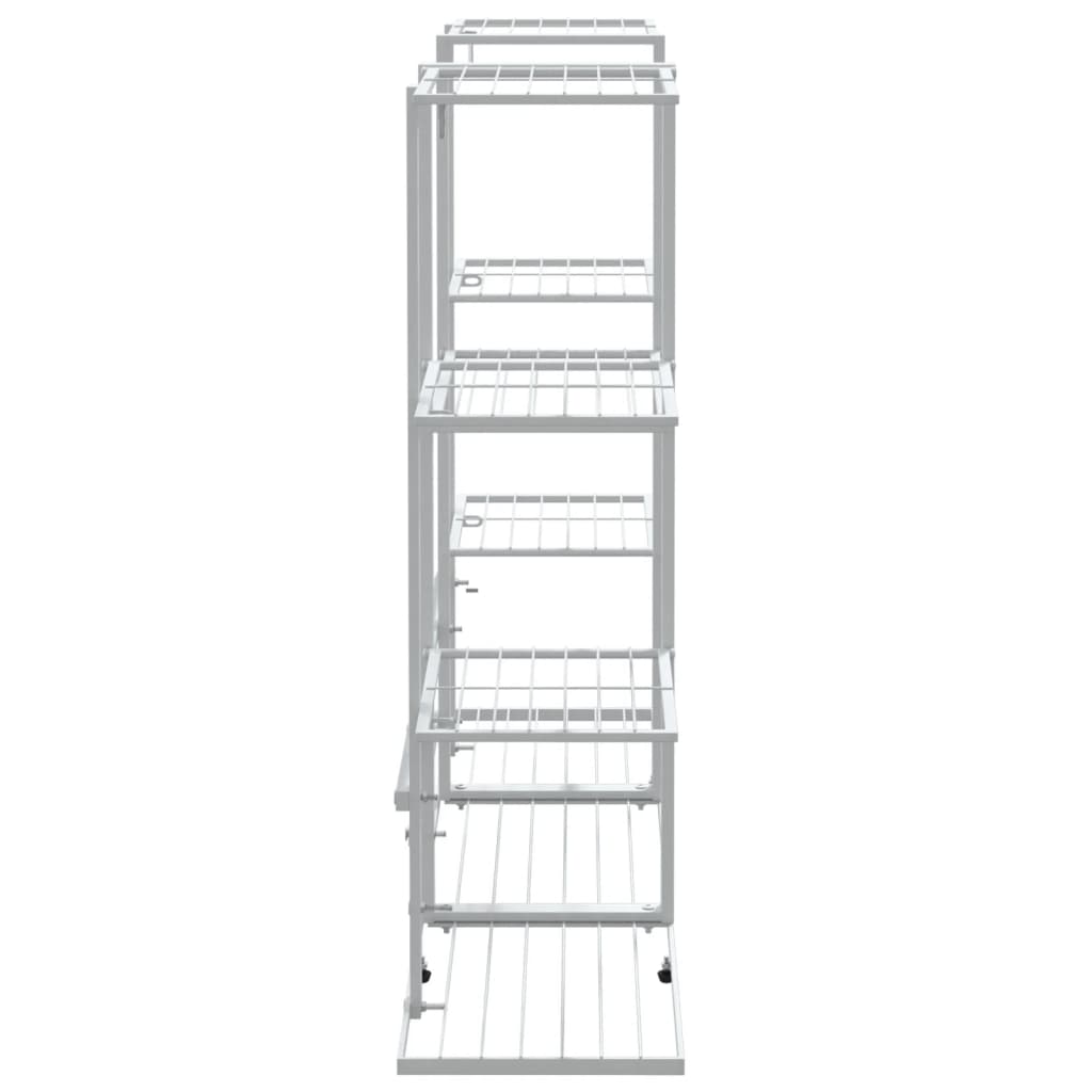 Bloemenstandaard met wielen 94,5x24,5x91,5 cm ijzer wit