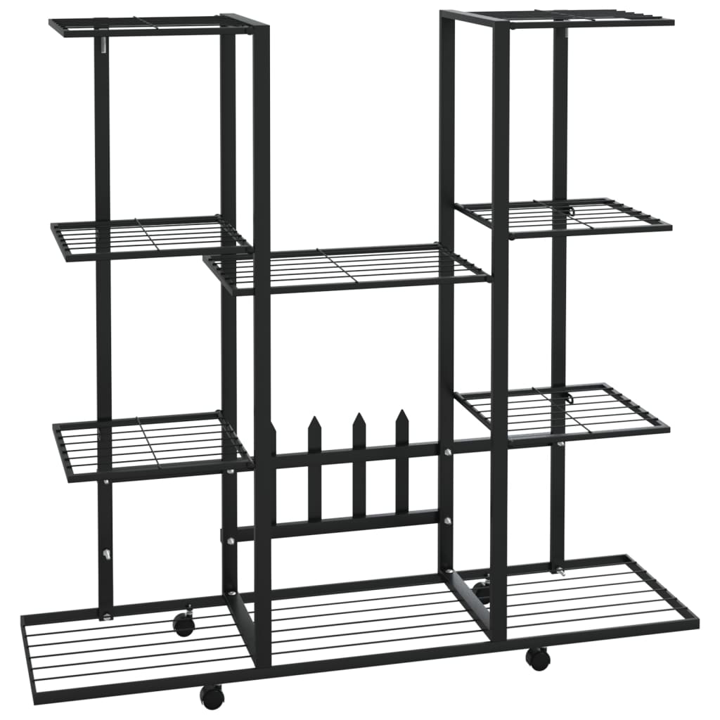 Bloemenstandaard met wielen 94,5x24,5x91,5 cm ijzer wit