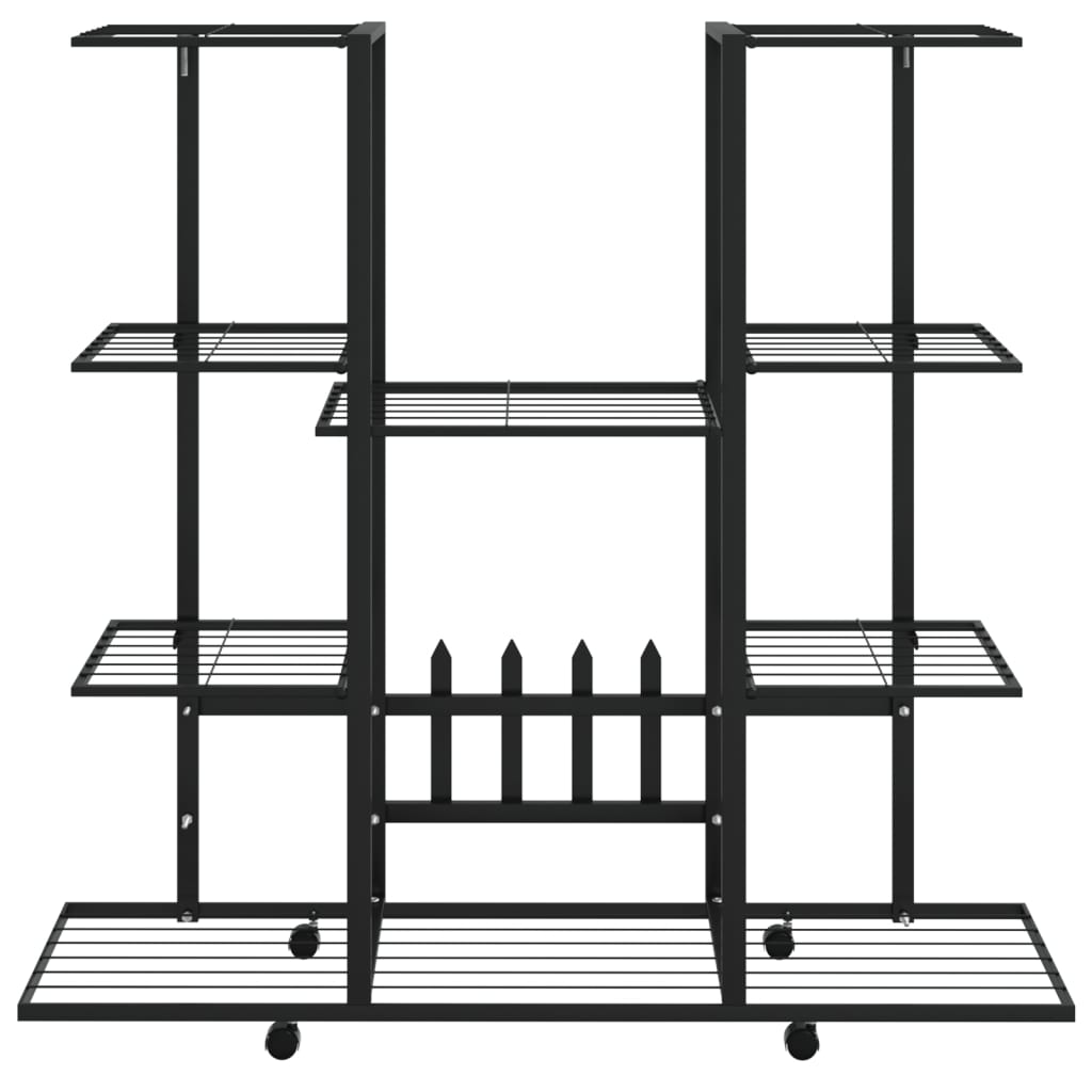 Bloemenstandaard met wielen 94,5x24,5x91,5 cm ijzer wit