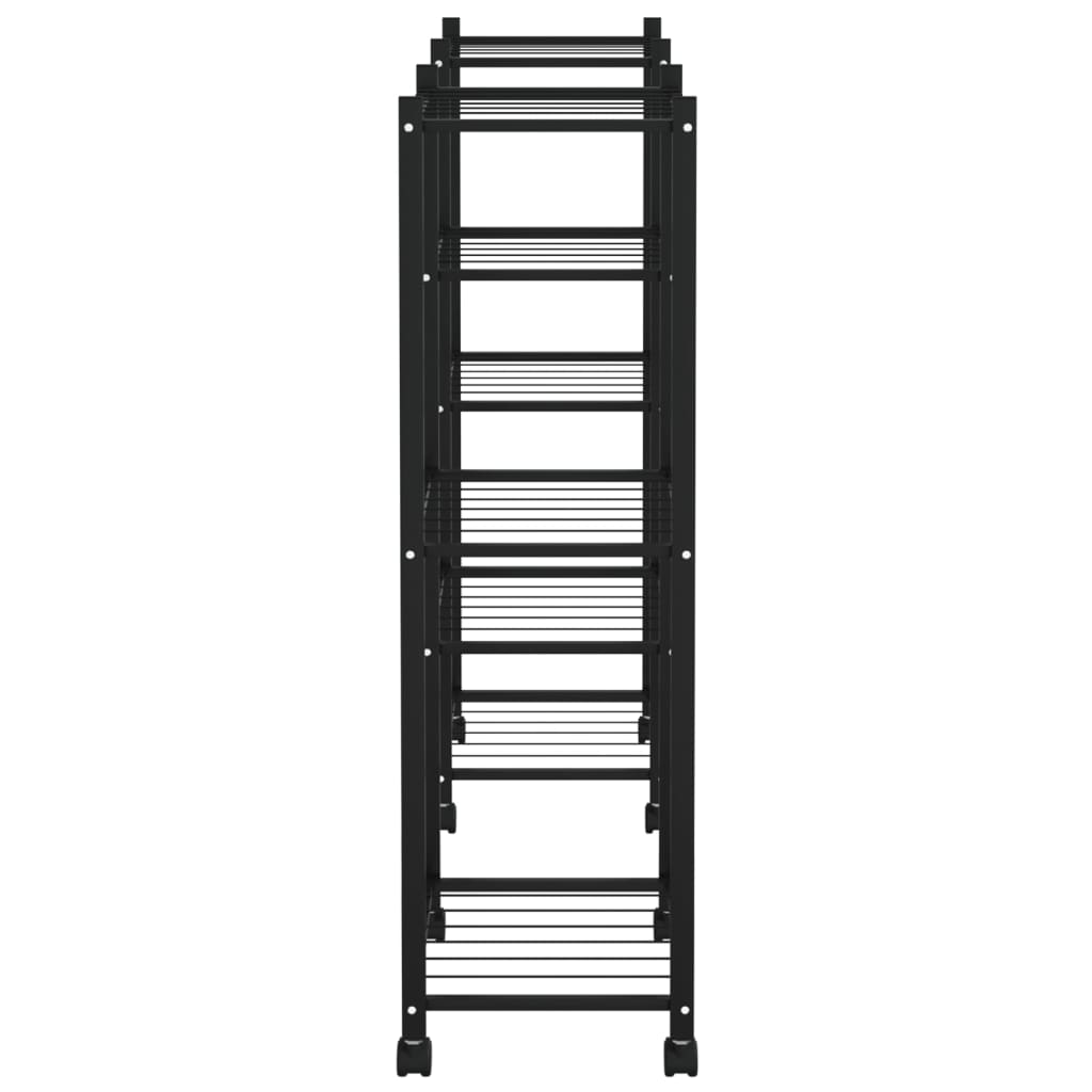 Bloemenstandaard met wielen 83x25x83,5 cm ijzer zwart