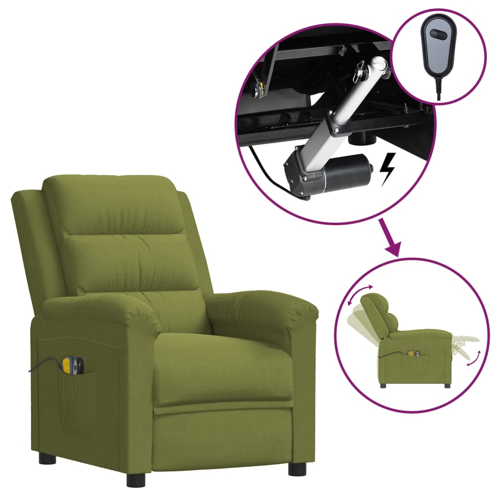 Fauteuil de massage réglable électriquement en velours vert clair