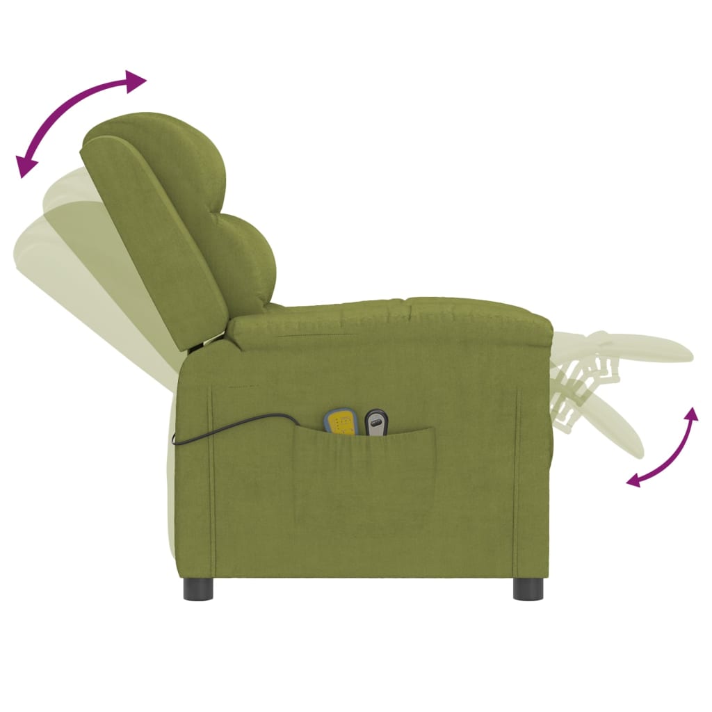 Fauteuil de massage réglable électriquement en velours vert clair