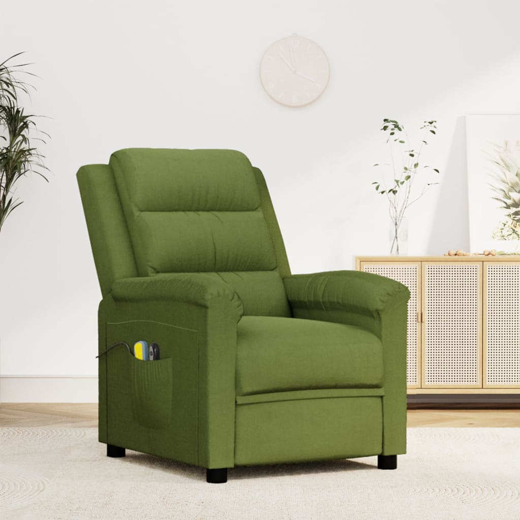 Fauteuil de massage réglable électriquement en velours vert clair