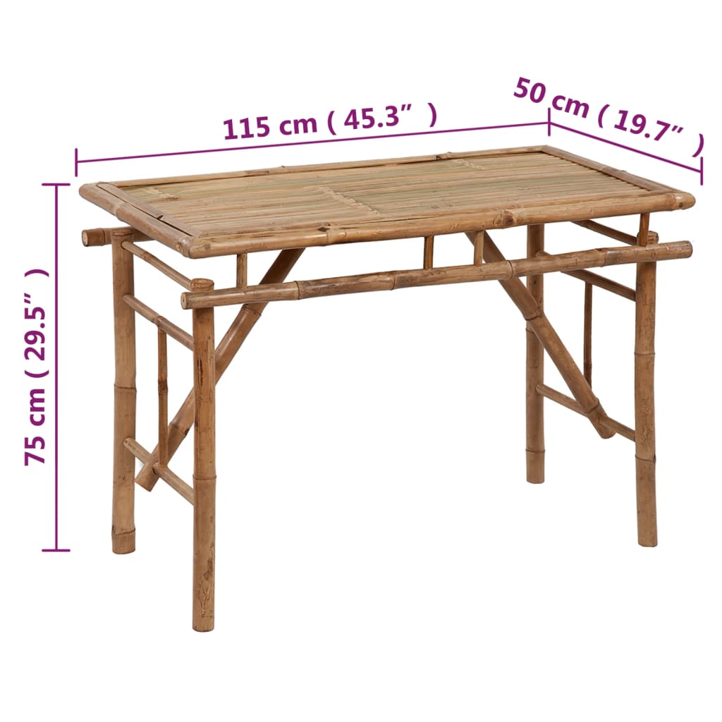 Table de jardin pliante 115x50x75 cm bambou