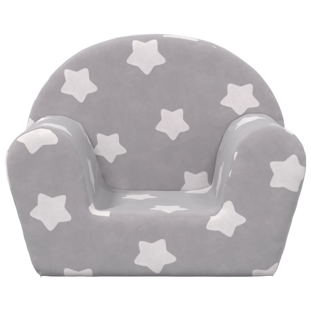 Canapé enfant 2 places étoiles peluche douce gris clair