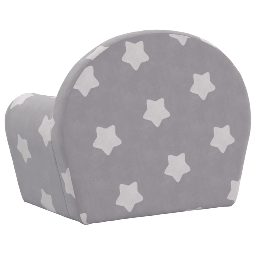 Canapé enfant 2 places étoiles peluche douce gris clair