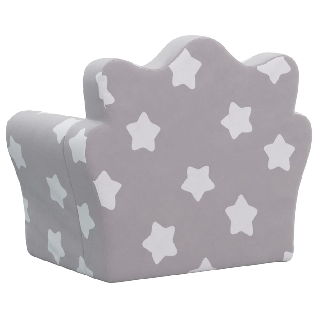 Canapé enfant 2 places peluche douce gris clair