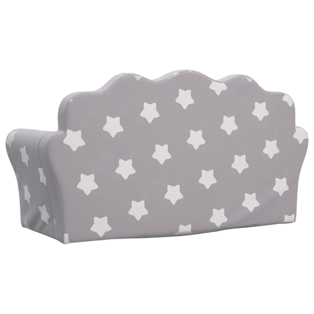 Canapé enfant 2 places peluche douce gris clair