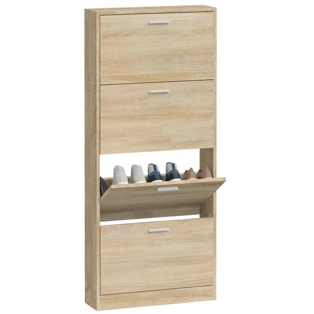 Schoenenkast 59x17x169 cm bewerkt hout