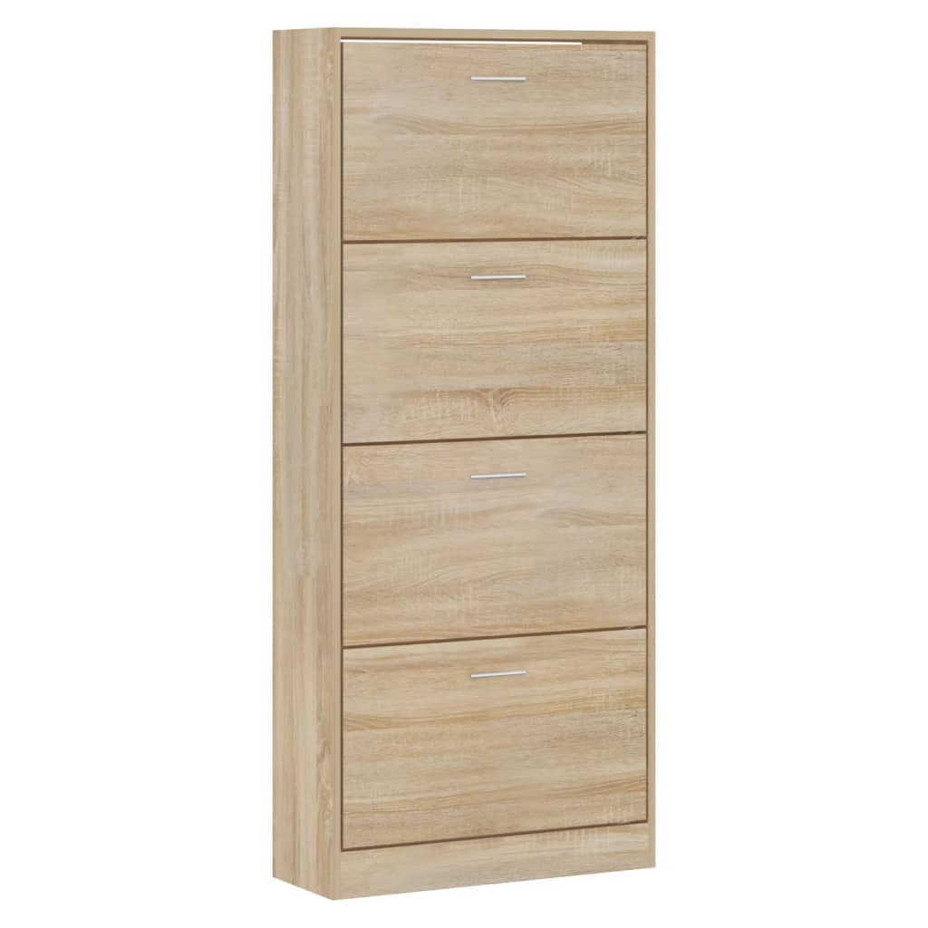 Schoenenkast 63x24x147 cm bewerkt hout gerookt eikenkleurig