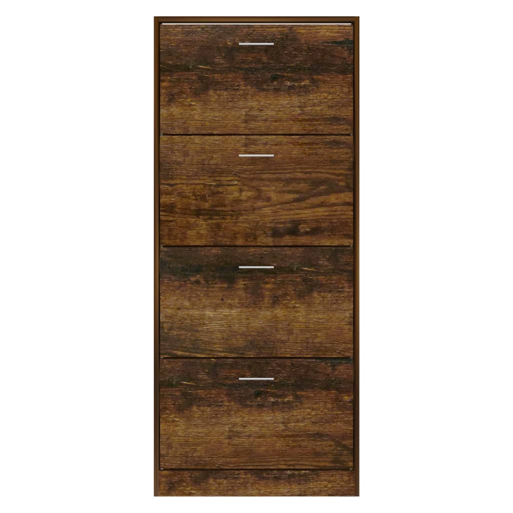 Schoenenkast 63x24x147 cm bewerkt hout gerookt eikenkleurig