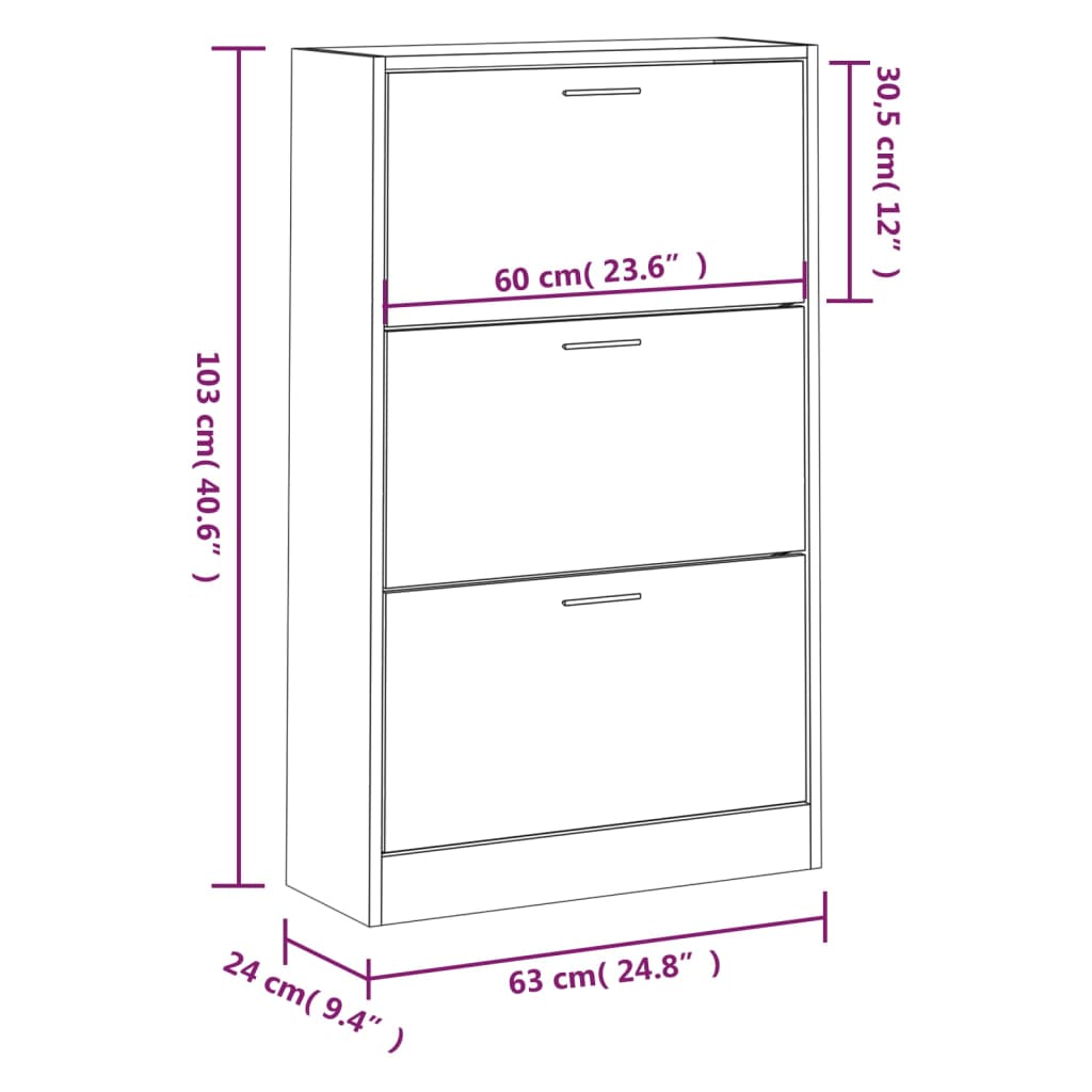 Schoenenkast met 2 vakken -look hout