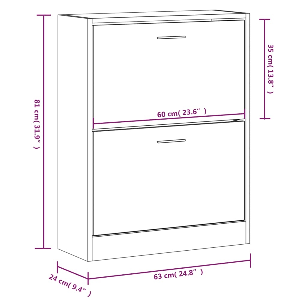 Schoenenkast 63x24x103 cm bewerkt hout