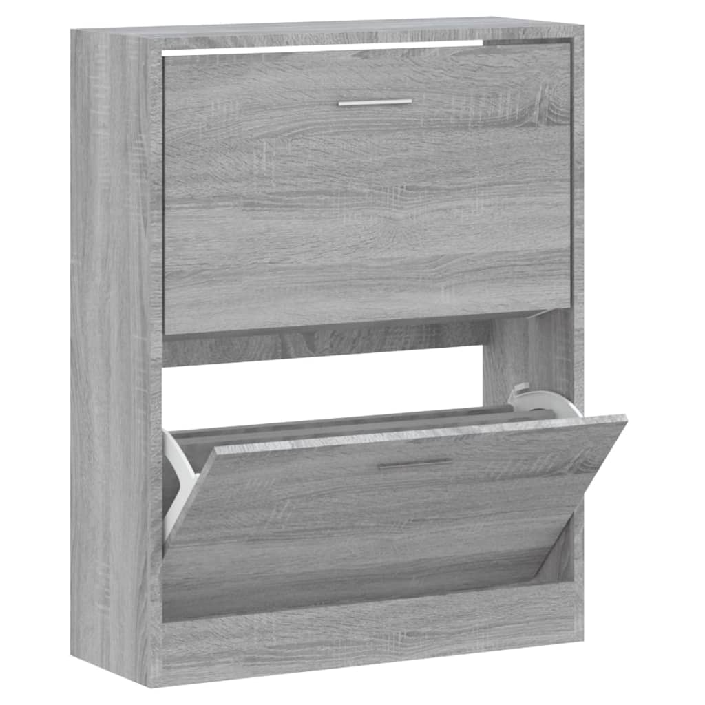 Schoenenkast 63x24x147 cm bewerkt hout gerookt eikenkleurig