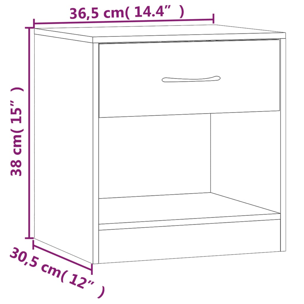 Tables de chevet avec tiroir 2 pcs couleur chêne