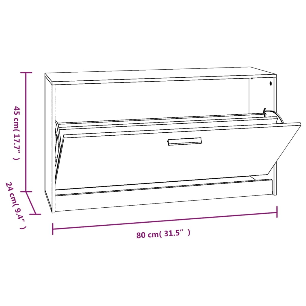 Schoenenbank 80x24x45 cm bewerkt hout