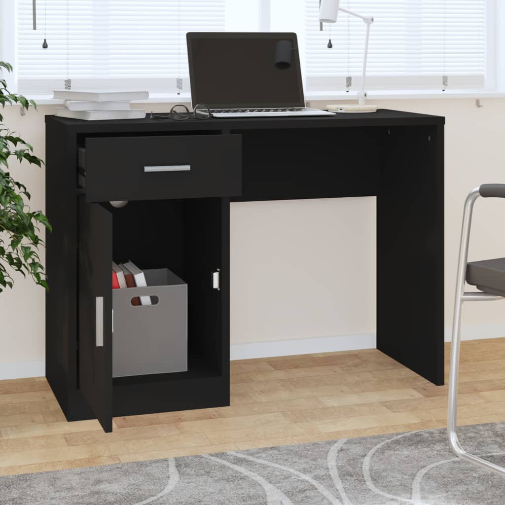 Bureau met kast en lade 100x40x73 cm bewerkt hout