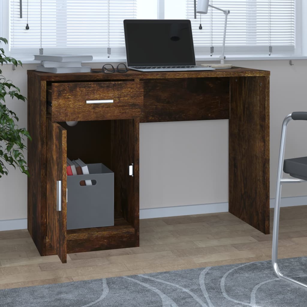 Bureau met kast en lade 100x40x73 cm bewerkt hout