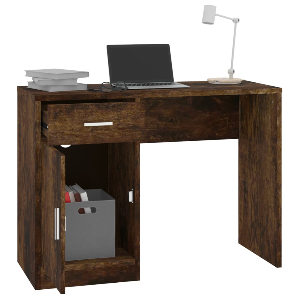 Bureau met kast en lade 100x40x73 cm bewerkt hout