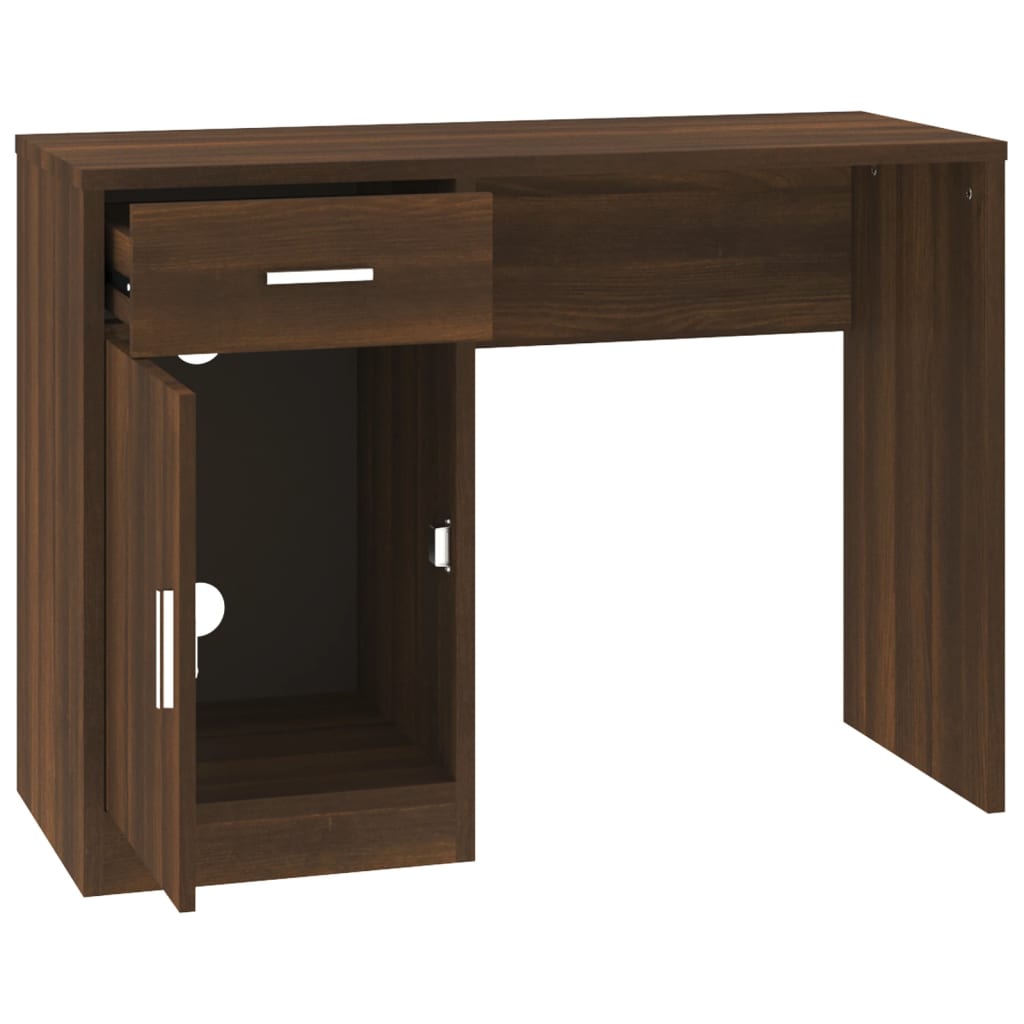 Bureau met kast en lade 100x40x73 cm bewerkt hout