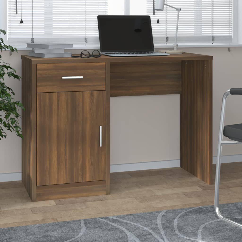 Bureau met kast en lade 100x40x73 cm bewerkt hout