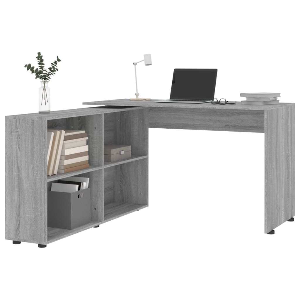 Bureau d'angle 4 étagères chêne