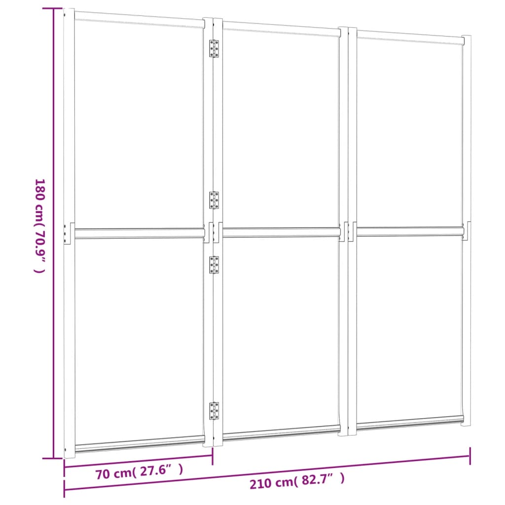 Kamerscherm met 3 panelen 210x180 cm