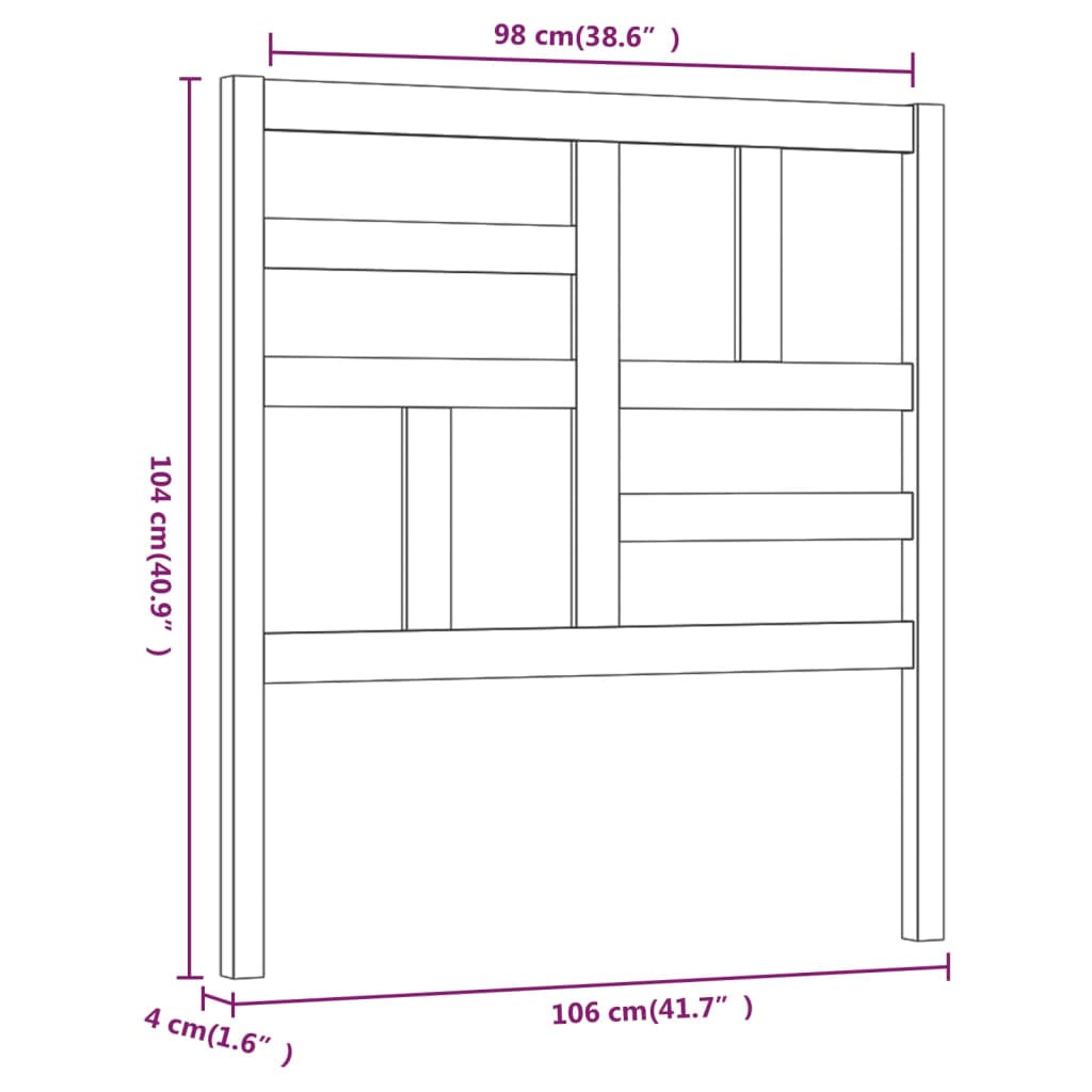 Hoofdbord 126x4x104 cm massief grenenhout