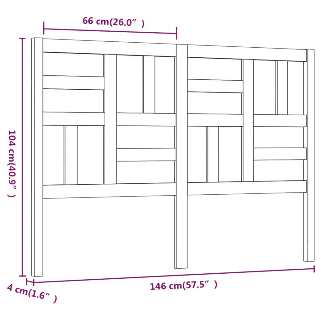 Hoofdbord 126x4x104 cm massief grenenhout