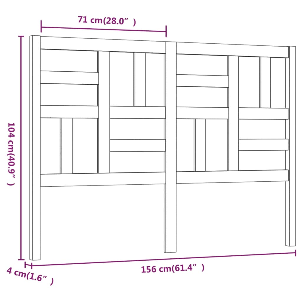 Hoofdbord 126x4x104 cm massief grenenhout