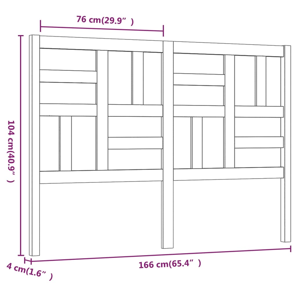 Hoofdbord 126x4x104 cm massief grenenhout