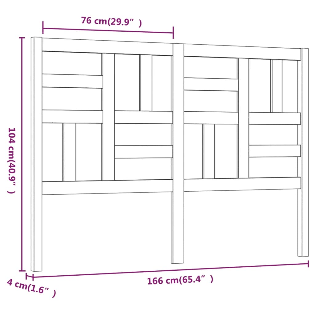 Hoofdbord 126x4x104 cm massief grenenhout