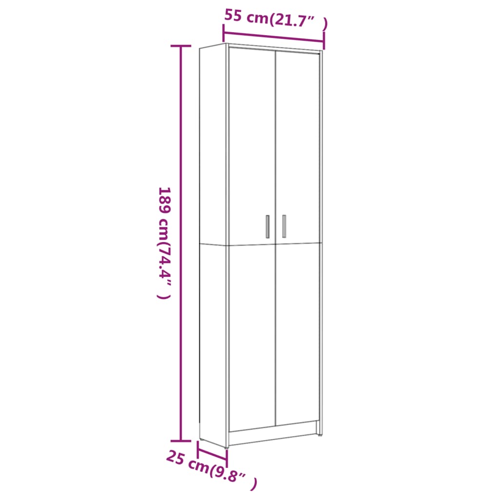 Gangkast 55x25x189 cm bewerkt hout