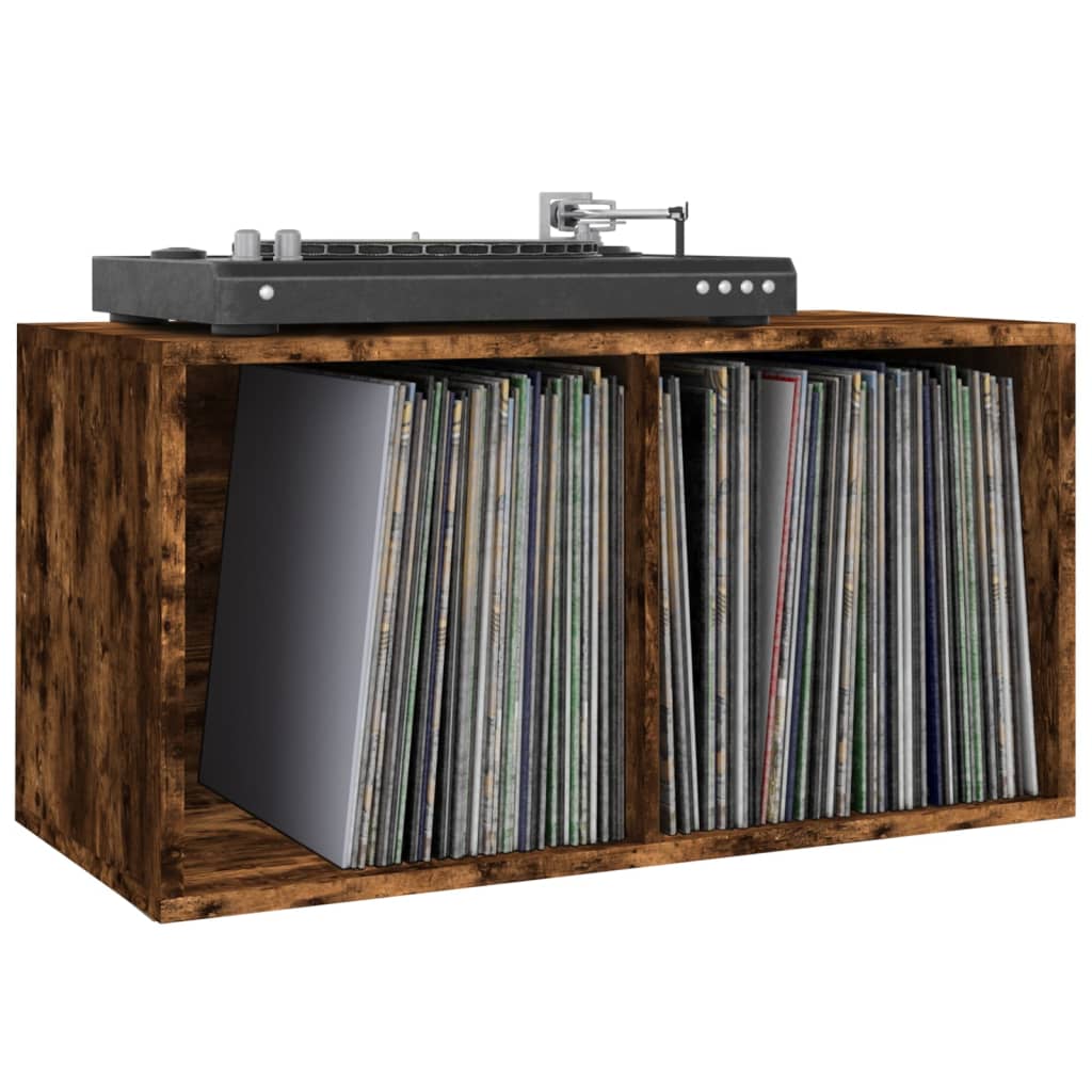 Coffret de rangement pour vinyles 71x34x36 cm en dérivé du bois