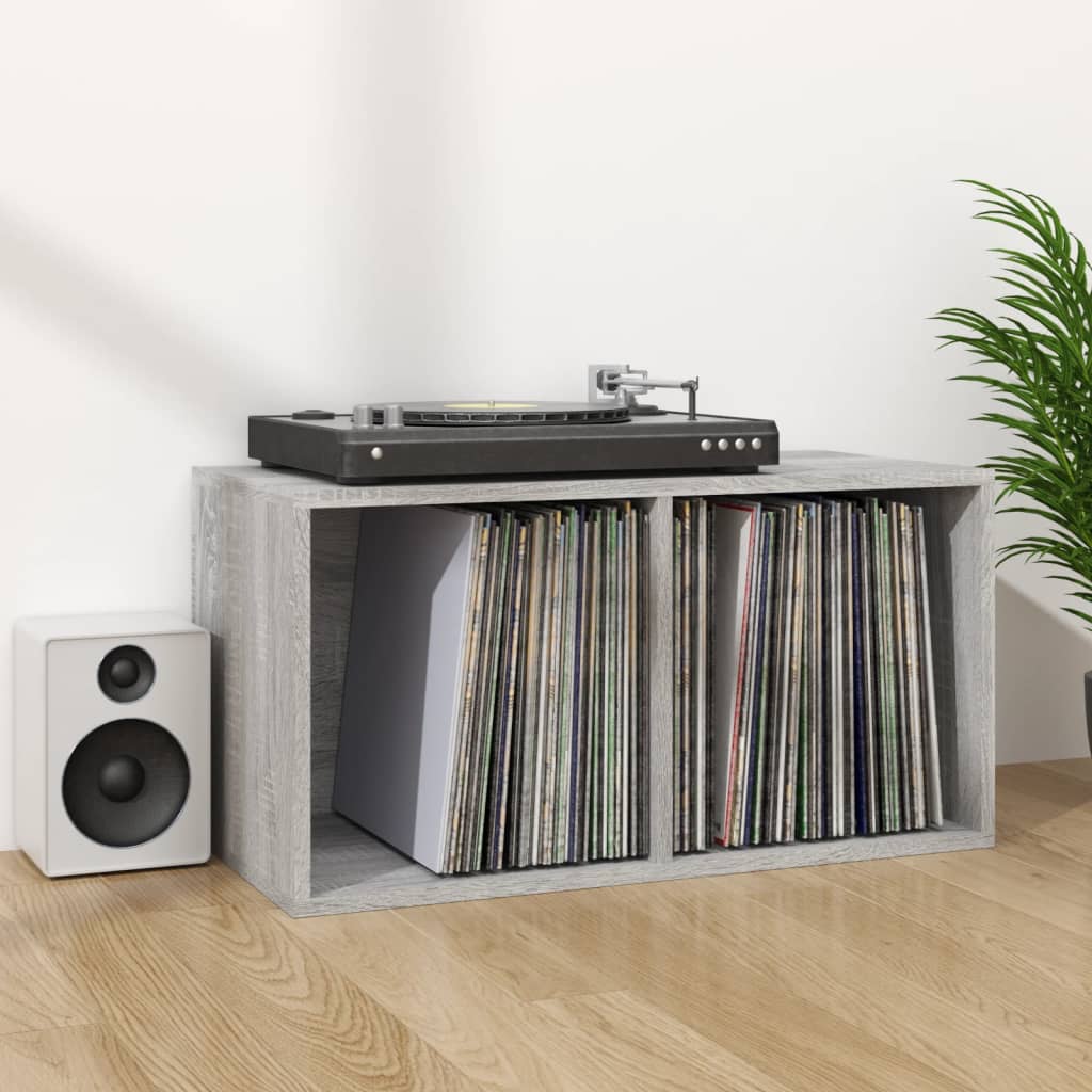 Coffret de rangement pour vinyles 71x34x36 cm en dérivé du bois