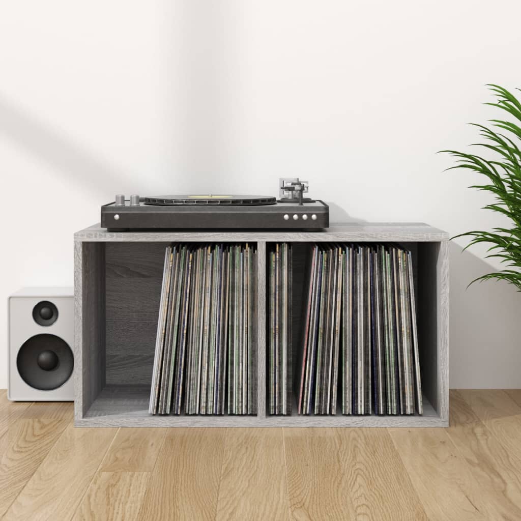 Coffret de rangement pour vinyles 71x34x36 cm en dérivé du bois