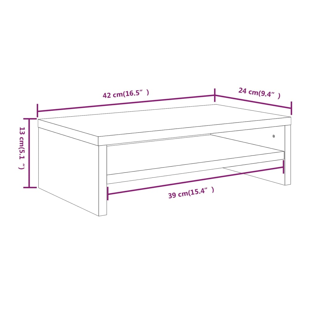 Support pour moniteur 42x24x13 cm en bois travaillé