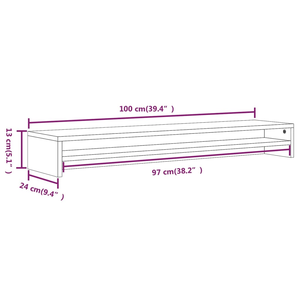 Monitorstandaard 100x24x13 cm bewerkt hout